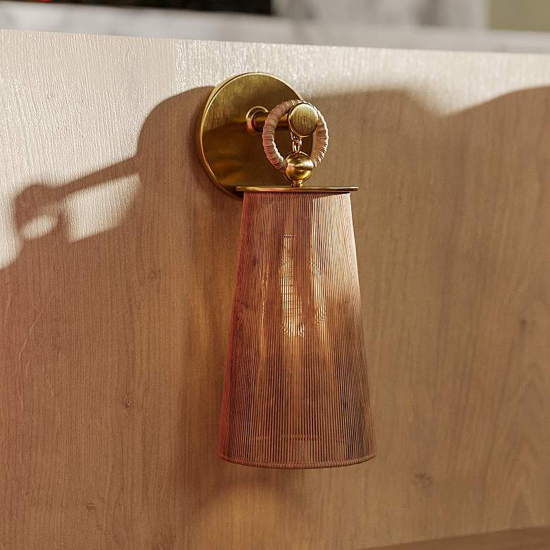 Image 1 Mitzi Lauz 13 1/2" High Aged Brass Wall Sconce