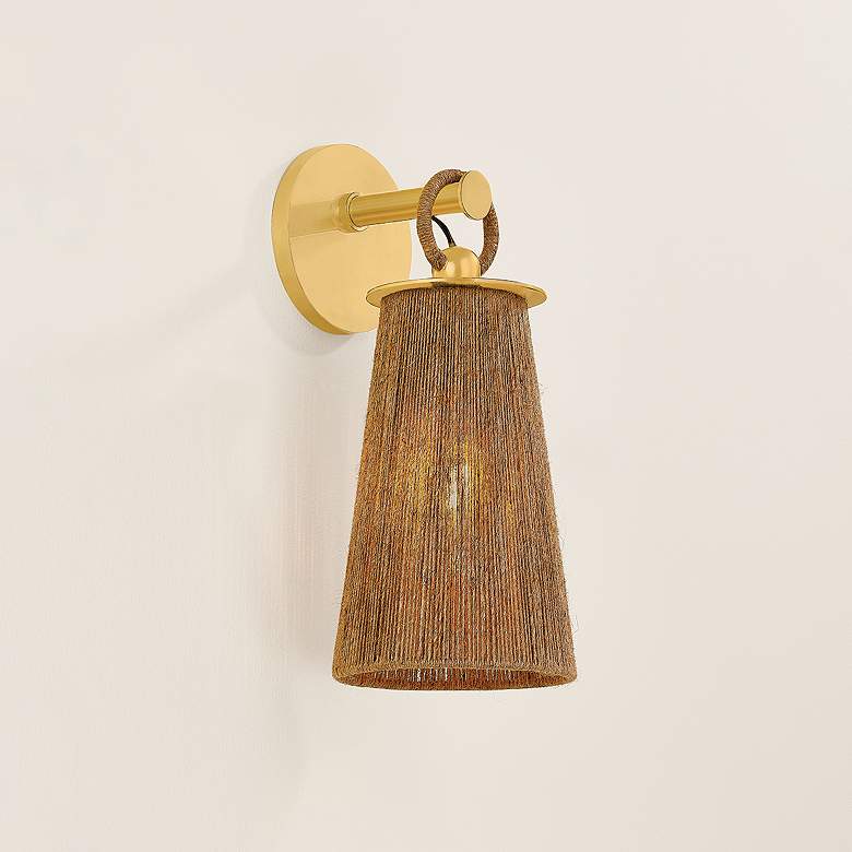 Image 4 Mitzi Lauz 13 1/2" High Aged Brass Wall Sconce more views