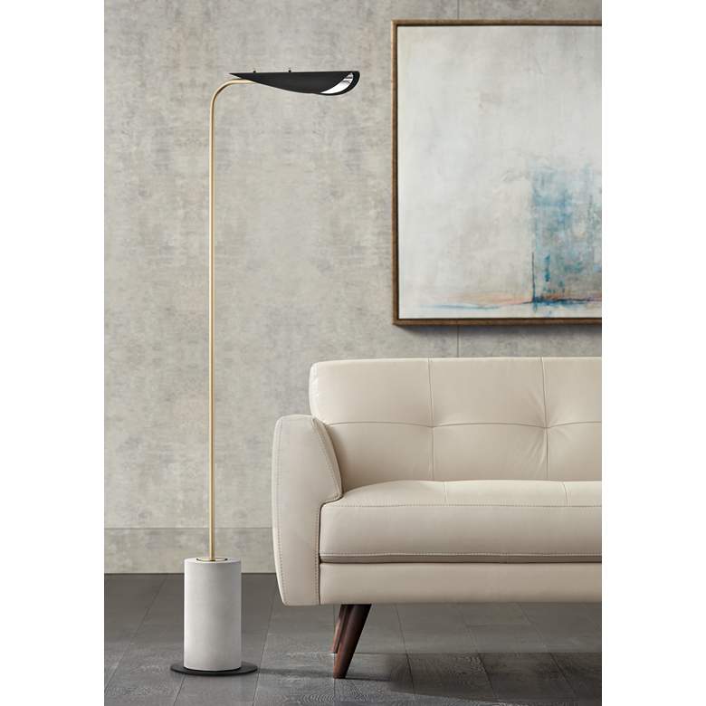 Image 1 Mitzi Layla Aged Brass and Black LED Floor Lamp