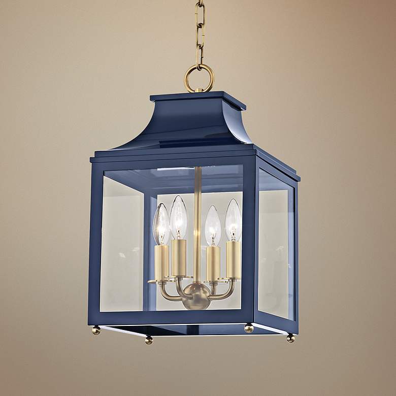 Image 1 Mitzi Leigh 11 1/2" Wide Aged Brass and Navy 4-Light Mini Pendant