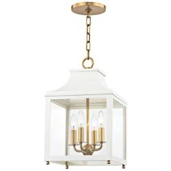 Mitzi Leigh 11 1/2" Wide Aged Brass and White 4-Light Mini Pendant
