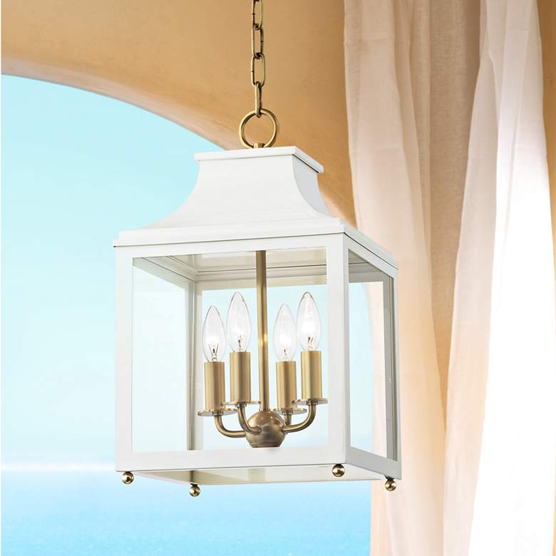 Image 1 Mitzi Leigh 11 1/2" Wide Aged Brass and White 4-Light Mini Pendant
