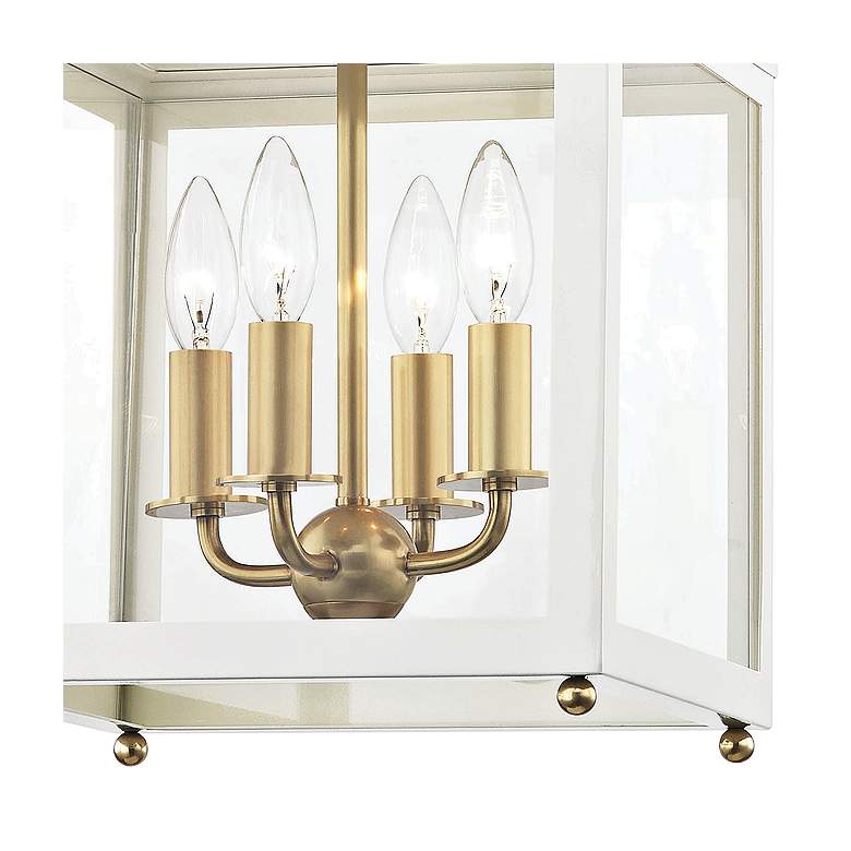 Image 3 Mitzi Leigh 11 1/2" Wide Aged Brass and White 4-Light Mini Pendant more views