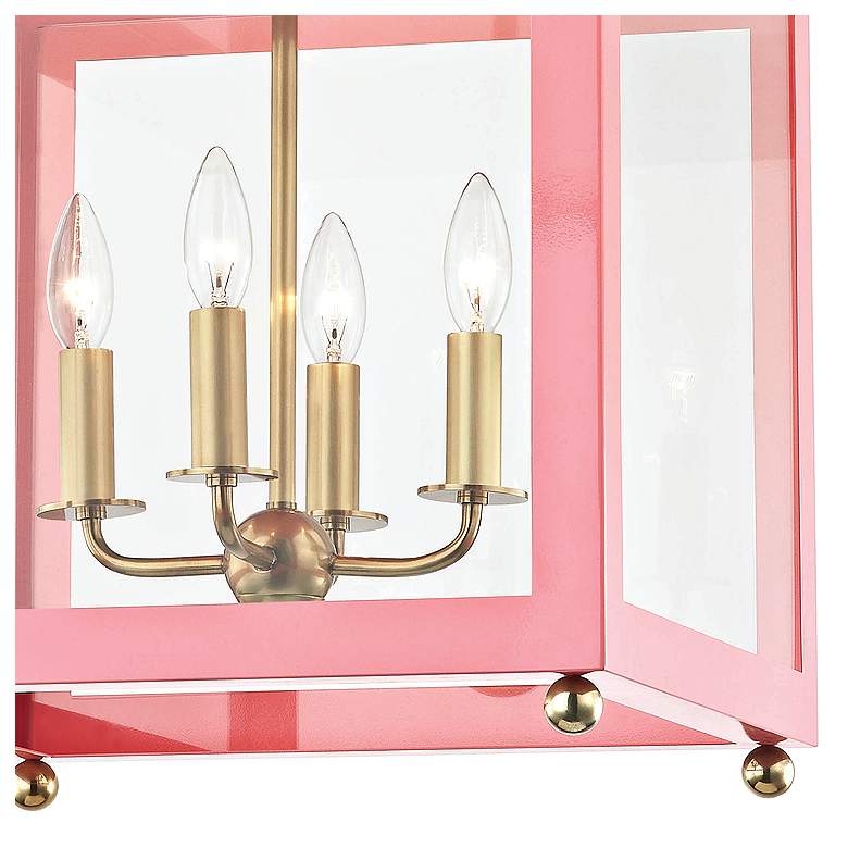 Image 3 Mitzi Leigh 16 inch Wide Aged Brass and Pink 4-Light Pendant more views