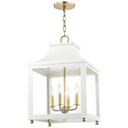 Mitzi Leigh 16" Wide Aged Brass and White 4-Light Pendant