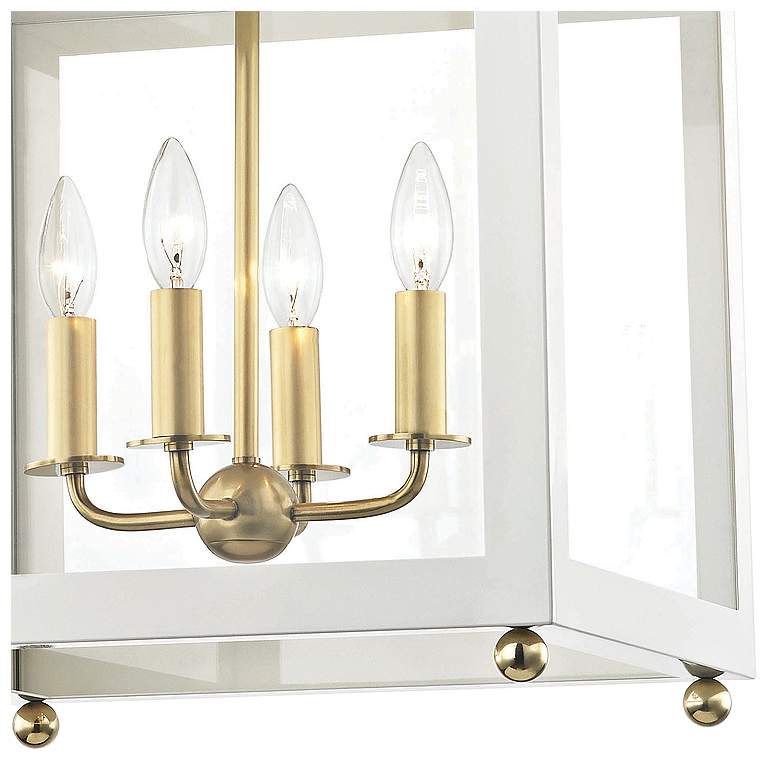 Image 3 Mitzi Leigh 16 inch Wide Aged Brass and White 4-Light Pendant more views