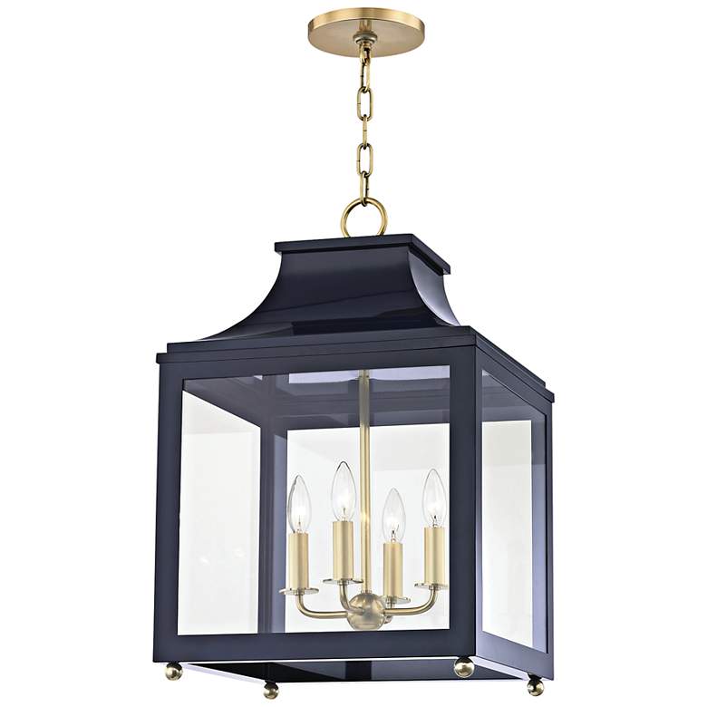 Image 2 Mitzi Leigh 16" Wide Brass and Navy Traditional 4-Light Pendant