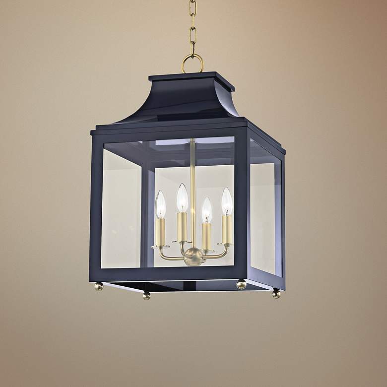 Image 1 Mitzi Leigh 16" Wide Brass and Navy Traditional 4-Light Pendant