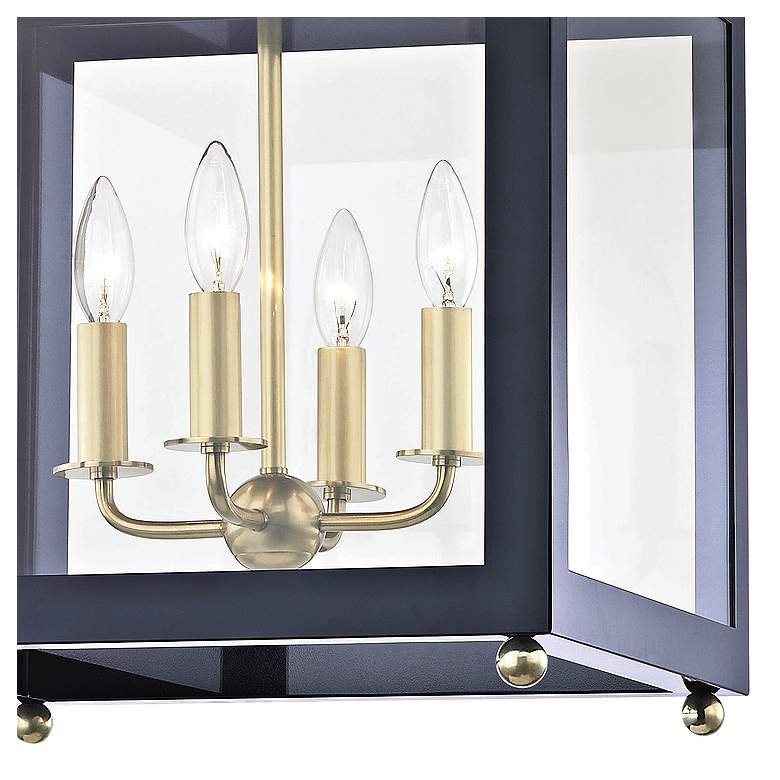 Image 3 Mitzi Leigh 16" Wide Brass and Navy Traditional 4-Light Pendant more views