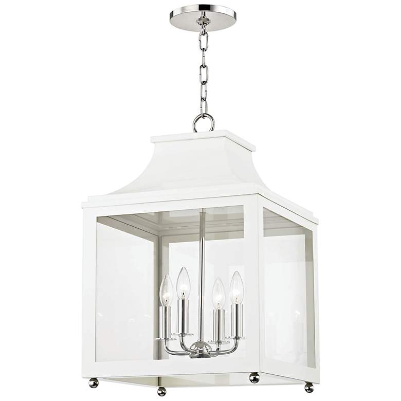 Image 1 Mitzi Leigh 16" Wide Polished Nickel and White 4-Light Pendant