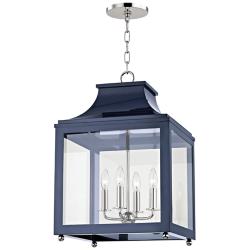 Mitzi Leigh 16"W Polished Nickel and Navy 4-Light Pendant