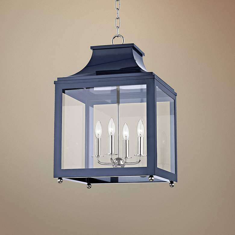 Image 1 Mitzi Leigh 16"W Polished Nickel and Navy 4-Light Pendant