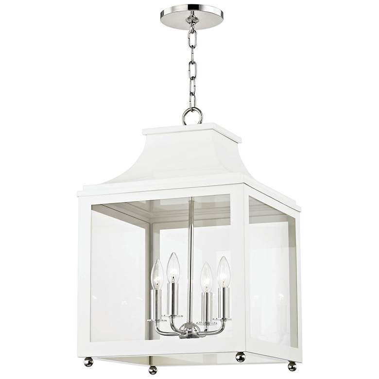 Image 1 Mitzi Leigh 16"W Polished Nickel and White 4-Light Pendant