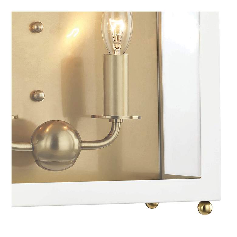 Image 2 Mitzi Leigh 18 1/2" High Brass and White 2-Light Wall Sconce more views