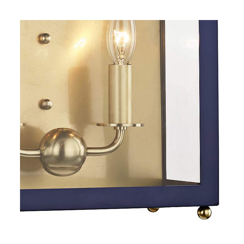 Image 2 Mitzi Leigh 18 1/2"H Aged Brass and Navy 2-Light Wall Sconce more views