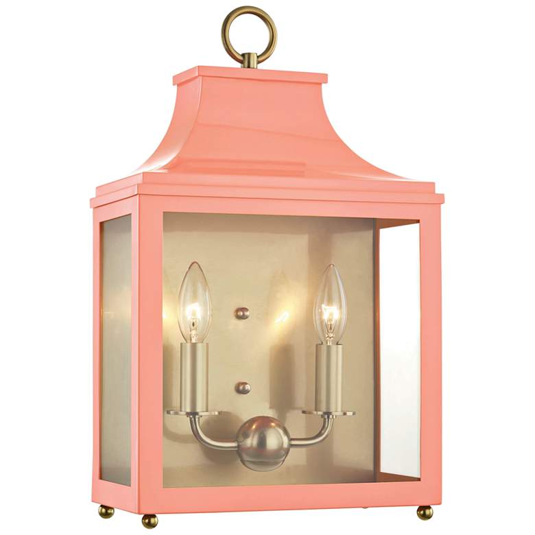Image 1 Mitzi Leigh 18 1/2"H Aged Brass and Pink 2-Light Wall Sconce