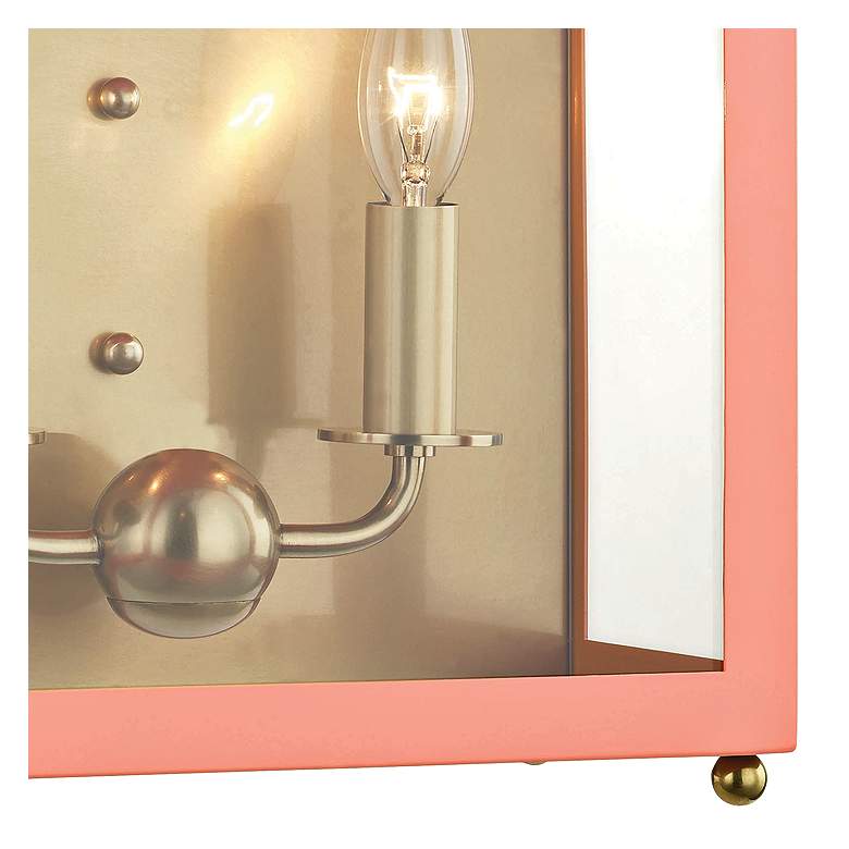 Image 2 Mitzi Leigh 18 1/2"H Aged Brass and Pink 2-Light Wall Sconce more views