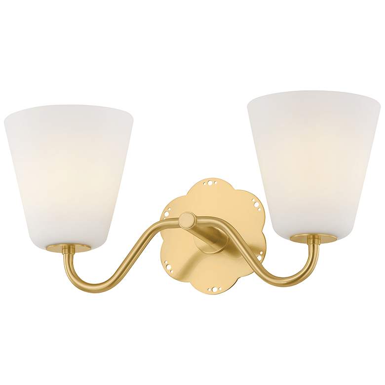Image 1 Mitzi Leonella 8 1/2" High Aged Brass 2-Light Wall Sconce