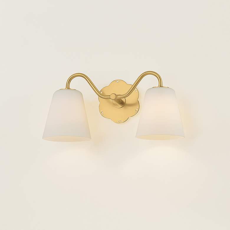 Image 3 Mitzi Leonella 8 1/2" High Aged Brass 2-Light Wall Sconce more views