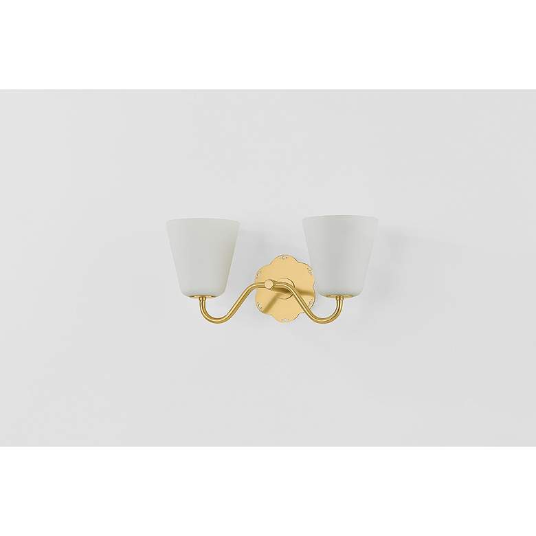 Image 5 Mitzi Leonella 8 1/2" High Aged Brass 2-Light Wall Sconce more views