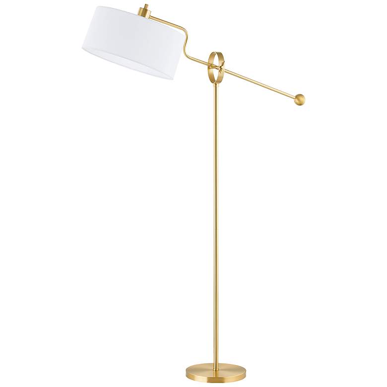 Image 1 Mitzi Libby 55 1/2 inch High Aged Brass Boom Arm Floor Lamp
