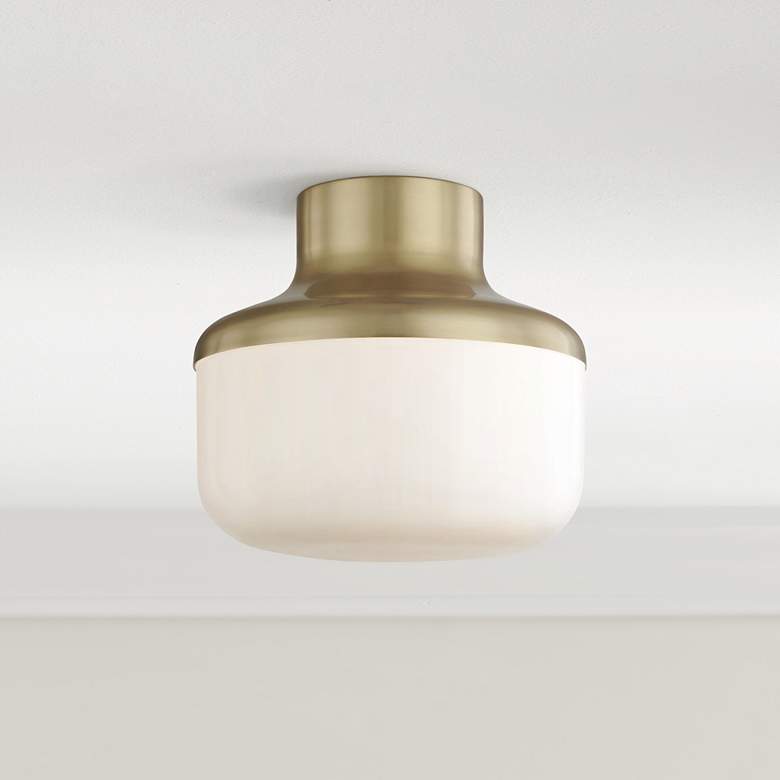 Image 1 Mitzi Livvy 9 inch Wide Aged Brass Ceiling Light
