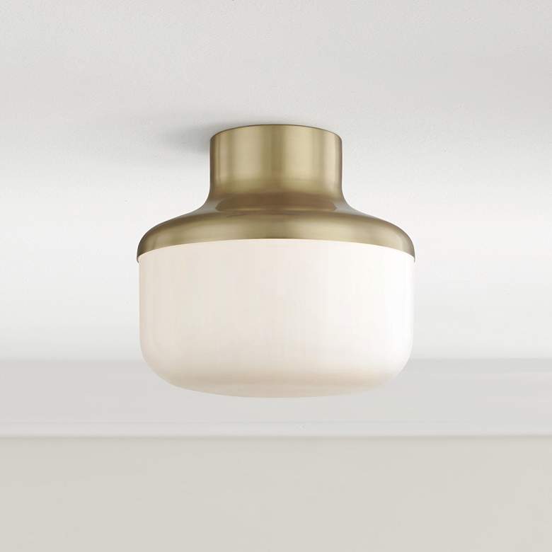 Image 1 Mitzi Livvy 9" Wide Aged Brass Ceiling Light
