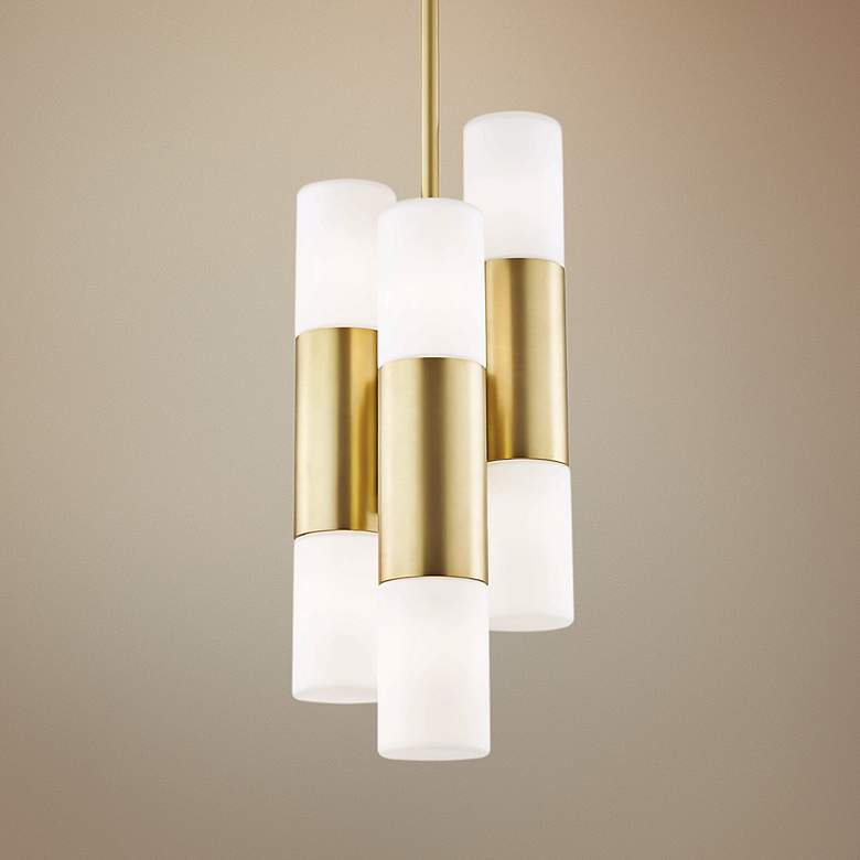 Image 1 Mitzi Lola 7 1/2 inch Wide Aged Brass 6-Light LED Mini Pendant