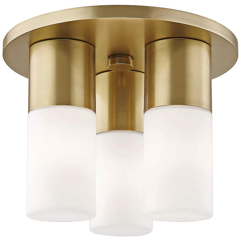 Image 2 Mitzi Lola 9 1/4 inch Wide Aged Brass 3-Light LED Ceiling Light