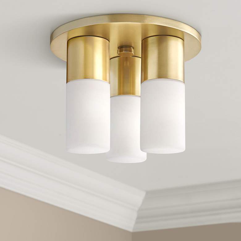 Image 1 Mitzi Lola 9 1/4" Wide Aged Brass 3-Light LED Ceiling Light
