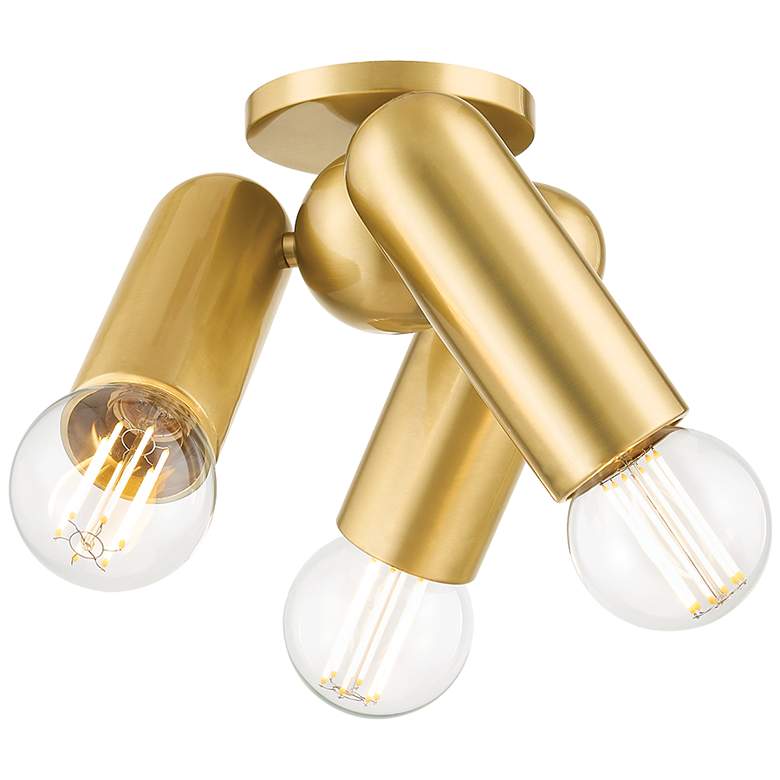 Image 1 Mitzi Lolly 28.5" Aged Brass 3 Light Flush Mount