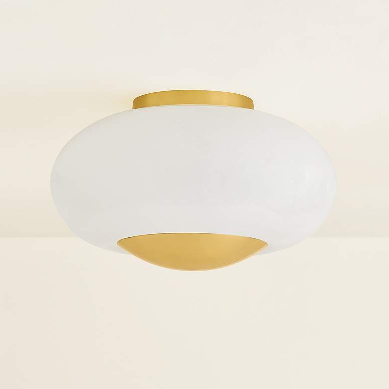 Image 4 Mitzi Lottie Flush Mount 14" in Aged Brass more views