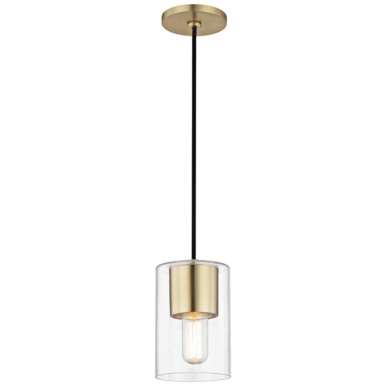 Image 2 Mitzi Lula 5 1/4" Wide Aged Brass and Clear Glass Modern Mini Pendant