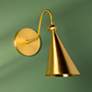 1_Mitzi Lupe 12" High Aged Brass Modern Cone Wall Sconce