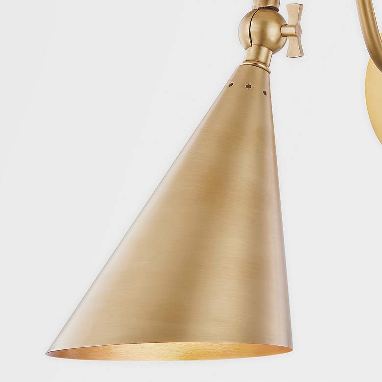 Image 5 Mitzi Lupe 12" High Aged Brass Modern Cone Wall Sconce more views