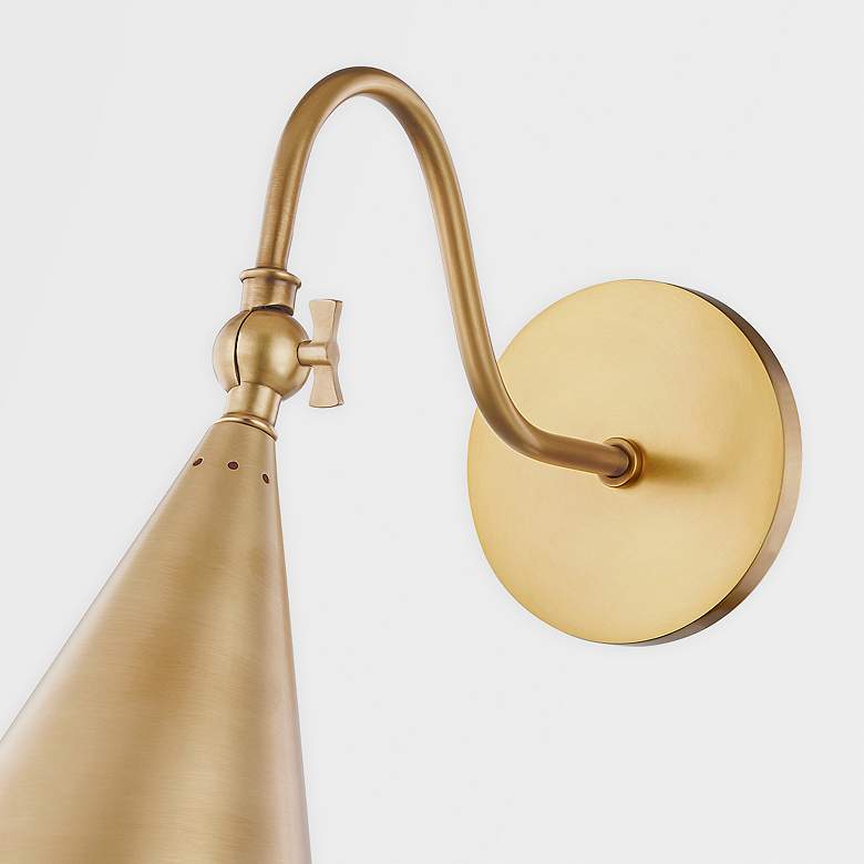 Image 6 Mitzi Lupe 12" High Aged Brass Modern Cone Wall Sconce more views