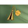 7_Mitzi Lupe 12" High Aged Brass Modern Cone Wall Sconce more views