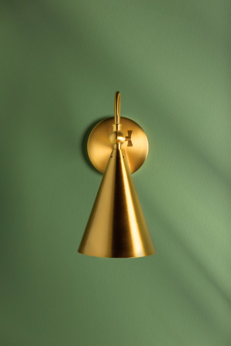 Mitzi Lupe 12" High Aged Brass Modern Cone Wall Sconce