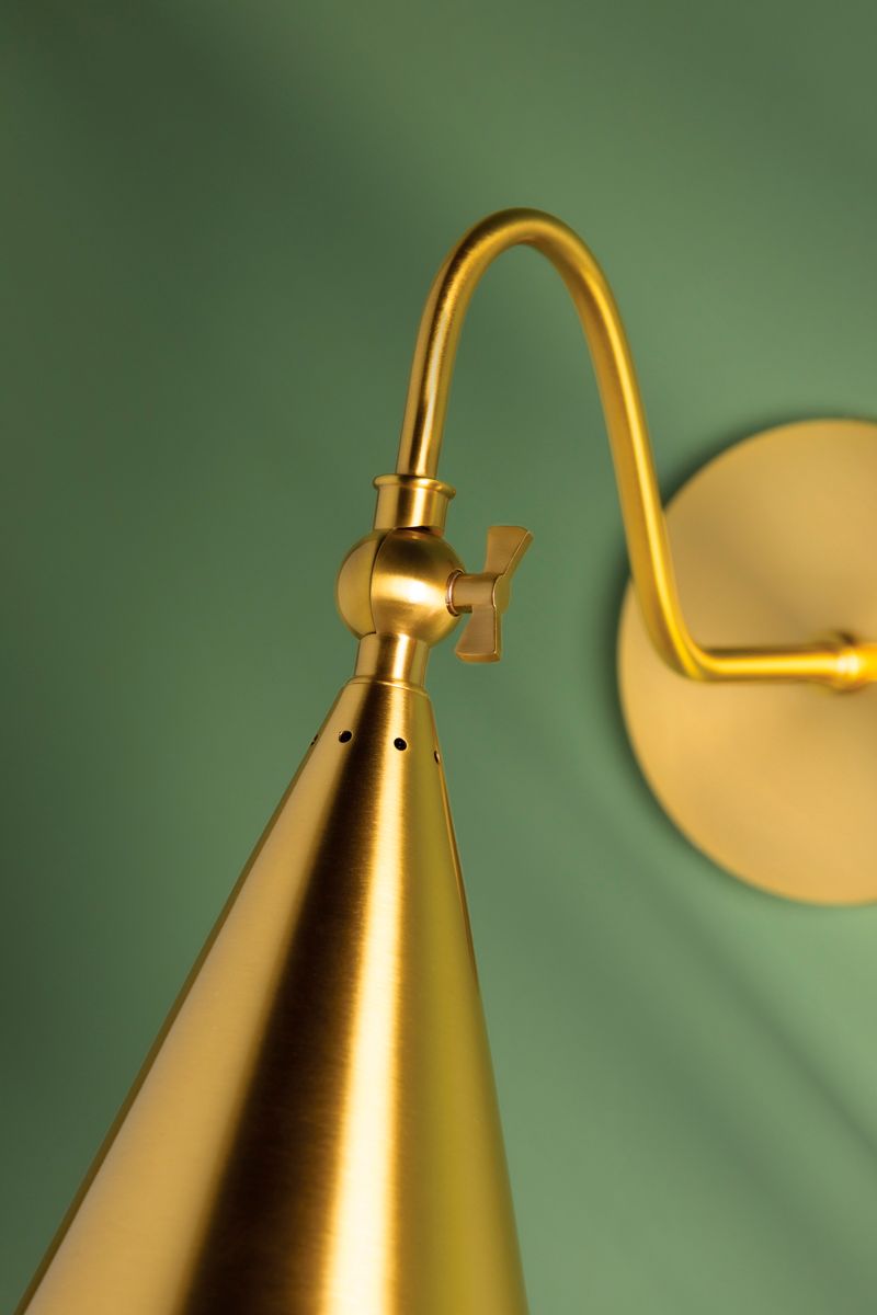 Mitzi Lupe 12" High Aged Brass Modern Cone Wall Sconce