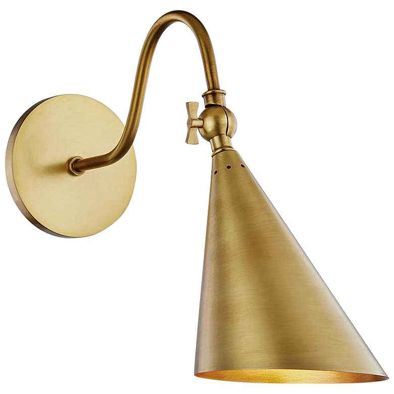 Image 1 Mitzi Lupe 12" High Aged Brass Wall Sconce