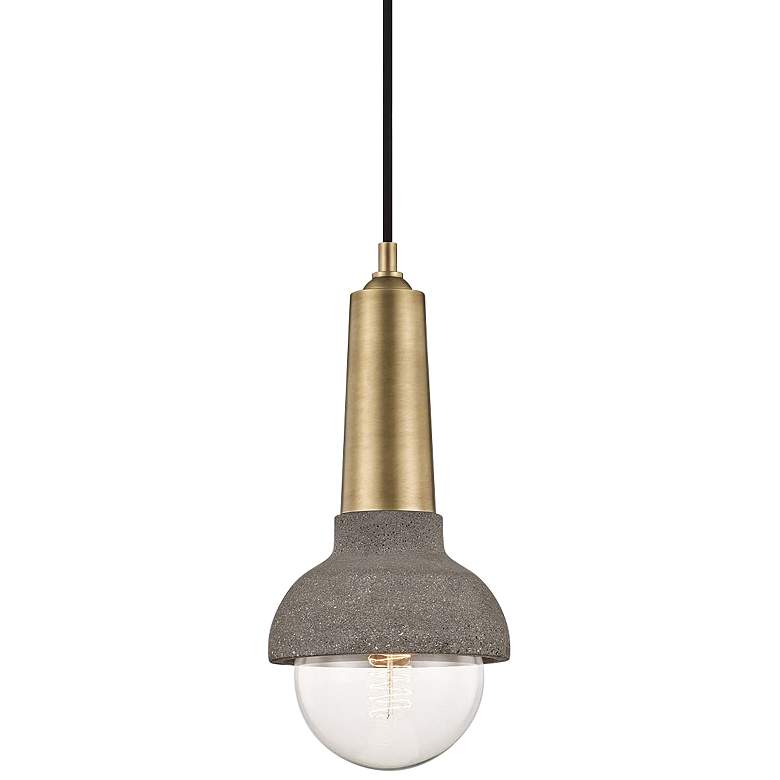 Image 2 Mitzi Macy 6" Wide Aged Brass and Concrete Mini Pendant