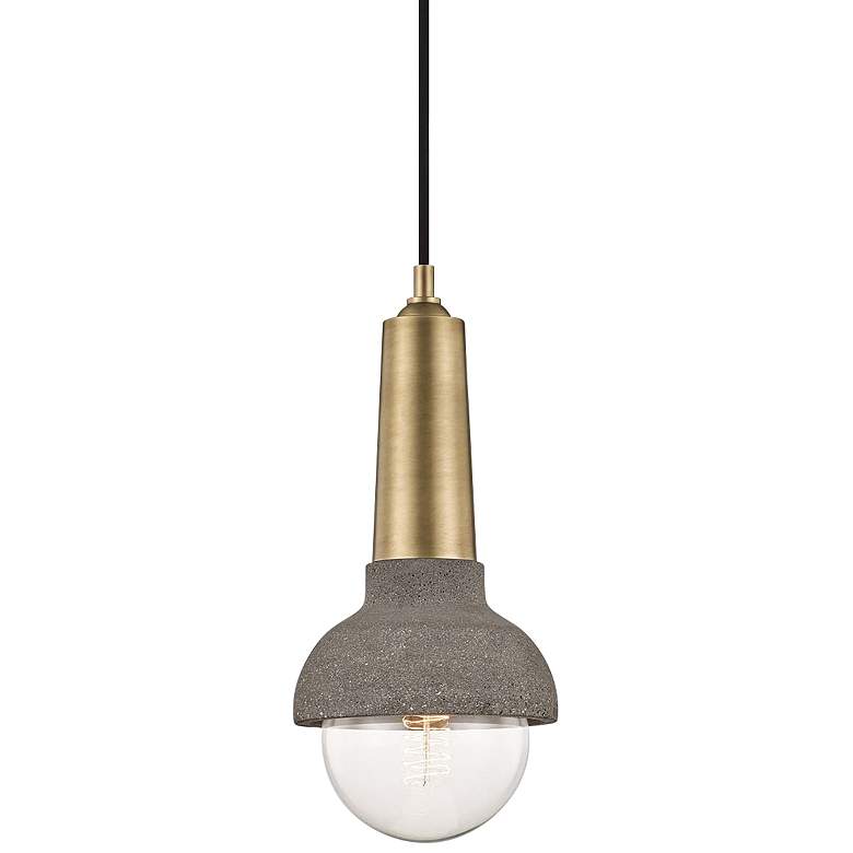 Image 2 Mitzi Macy 6 inch Wide Aged Brass and Concrete Mini Pendant