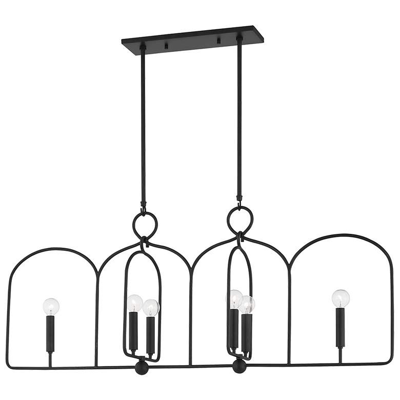 Image 1 Mitzi Mallory 45 1/4" Wide Aged Iron 6-Light Linear Pendant
