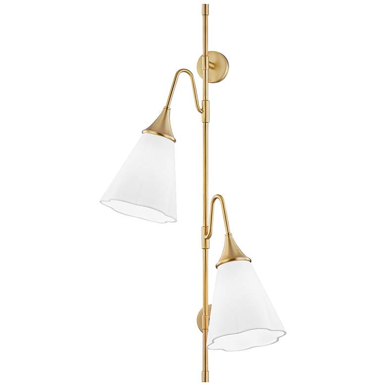 Image 1 Mitzi Mara 33 1/4" High Aged Brass 2-Light Plug-In Wall Sconce