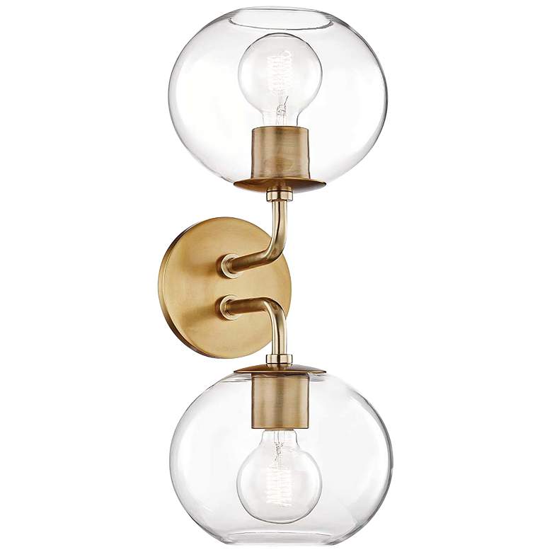 Image 1 Mitzi Margot 19 1/4 inch High 2-Light Aged Brass Wall Sconce