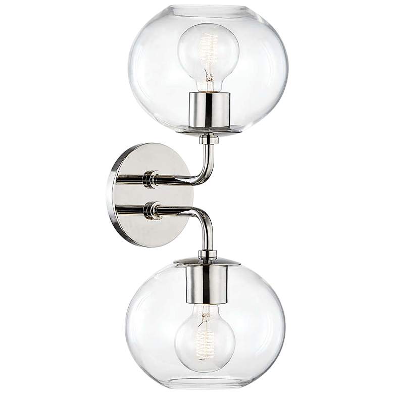 Image 1 Mitzi Margot 19 1/4 inchH 2-Light Polished Nickel Wall Sconce