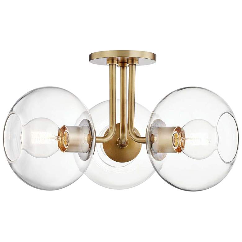 Image 2 Mitzi Margot 20 inch Wide 3-Light Aged Brass Ceiling Light