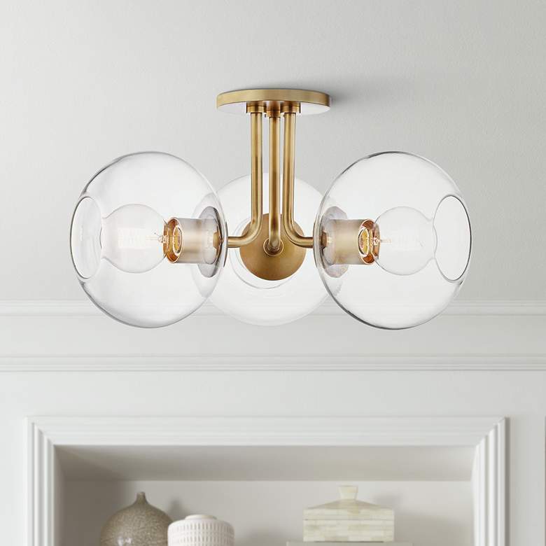 Image 1 Mitzi Margot 20 inch Wide 3-Light Aged Brass Ceiling Light