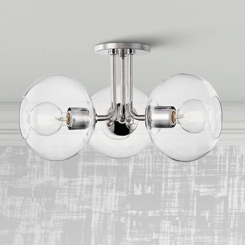 Image 1 Mitzi Margot 20 inch Wide 3-Light Polished Nickel Ceiling Light