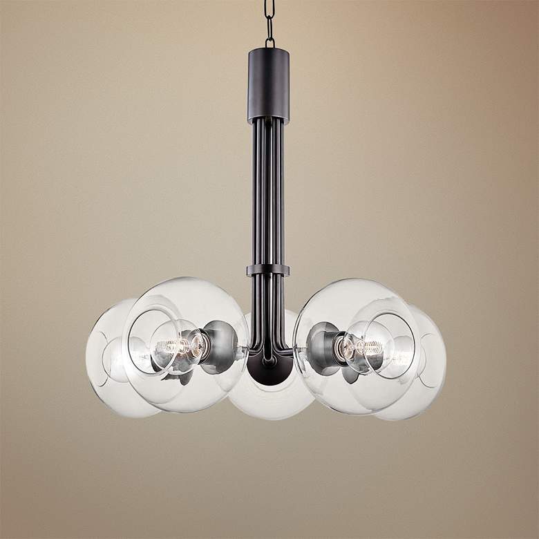 Image 1 Mitzi Margot 25" Wide Old Bronze w/ Glass 5-Light Chandelier